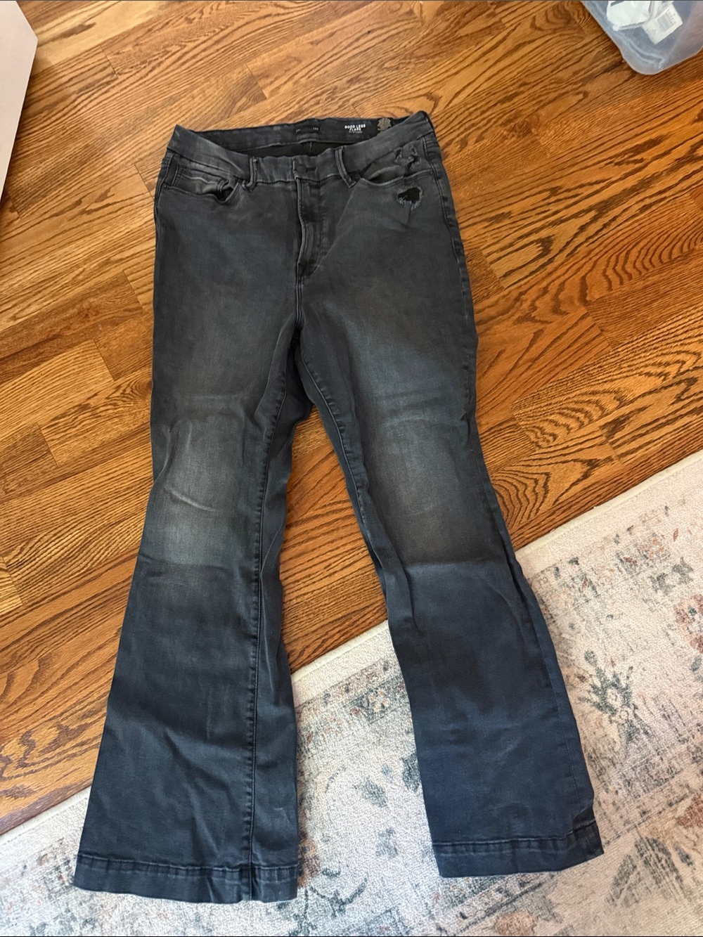 Good American Washed Black Flare Jeans